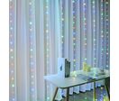 Rideau lumineux 600LED IP44 10M 8modes avec timer - câble transparent - MultiCouleur