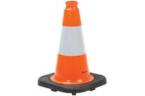 Manutan Expert - Cône de balisage Orange fluo 30 cm - PVC recyclé 50% - Bande réfléchissante - Sécurité éco-responsable