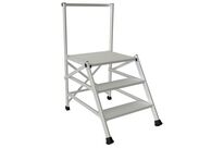 Tubesca-Comabi - Marchepied Fixe 3 Marches Aluminium Gris - Garde-corps Frontal - Charge 150kg - Hauteur Accès 2.73m