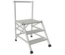 Tubesca-Comabi - Marchepied Fixe 3 Marches Aluminium Gris - Garde-corps Frontal - Charge 150kg - Hauteur Accès 2.73m