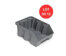 Lot de 12 Bacs DUETTO 12,5 litres plastique gris