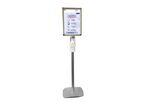 Porte Affiche 2 faces A3 + Distributeur Pompe Gel Gris 158cm