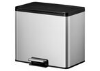 EKO - Poubelle à pédale double compartiment 30L Inox Mat - Tri sélectif - Reste ouvert