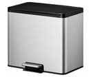 EKO - Poubelle à pédale double compartiment 30L Inox Mat - Tri sélectif - Reste ouvert