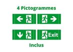 Panneau d'Indication de Sortie de Secours 3h 3W 4 Pictogrammes