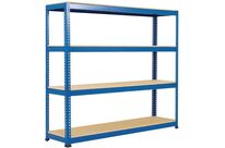 Manutan Expert - Rayonnage Charge Lourde Rapid 1 - 2440x2440x610mm - 4 Tablettes Agglo - Bleu Époxy - Montage Facile