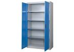 Thurmetall - Armoire Haute à Portes Battantes 100x195x40cm - Acier Gris/Bleu - 4 Tablettes - Charge 500kg - Serrure à Clé