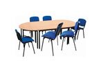 Sodematub - Pack Tables Réunion et Chaises - 4 Tables Ovale/Rectangulaire + 6 Chaises Bleu - 10 Personnes - Hêtre/Noir