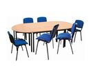 Sodematub - Pack Tables Réunion et Chaises - 4 Tables Ovale/Rectangulaire + 6 Chaises Bleu - 10 Personnes - Hêtre/Noir