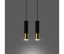 Suspension 2 Lampes Noire Or pour Ampoule GU10