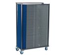 Flexfurn - Chariot Chaises Pliantes Europa Bleu - Capacité 50 - Roulettes - Acier Gris - 1600mm H