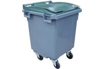 Sulo - Poubelle de tri extérieur 400L - 4 roues, couvercle vert, plastique recyclé, norme NF