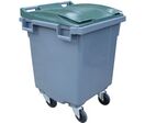 Sulo - Poubelle de tri extérieur 400L - 4 roues, couvercle vert, plastique recyclé, norme NF