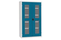 Acial - Armoire Haute à Portes Transparentes L1200xP500xH1980mm - 800kg Charge Maxi - Acier Gris/Bleu - Éco-responsable
