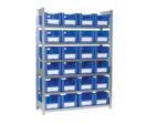 Rayonnage à tablettes équipé de bacs XL