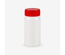 FLACON ROND VISSANT EN PEHD + OBTURATEUR + COUVERCLE