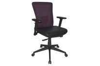 Rima - Chaise de bureau ergonomique synchrone - Dossier moyen résille noir/violet - Assise similicuir - Télétravail 8h