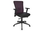 Rima - Chaise de bureau ergonomique synchrone - Dossier moyen résille noir/violet - Assise similicuir - Télétravail 8h