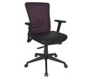 Rima - Chaise de bureau ergonomique synchrone - Dossier moyen résille noir/violet - Assise similicuir - Télétravail 8h
