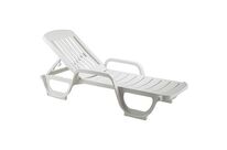 Grosfillex - Bain de soleil Miami 190 cm Blanc - Transat Résine Extérieur - Confortable et Durable