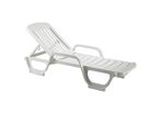 Grosfillex - Bain de soleil Miami 190 cm Blanc - Transat Résine Extérieur - Confortable et Durable
