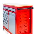 Servante d'atelier 7 tiroirs + 1 armoire rouge et grise extra large 1260 mm avec plan de travail stratifié MW Tools GW107K