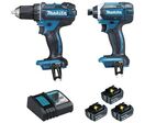 Makita - Coffret Perceuse Visseuse et Visseuse à Chocs 18V 5Ah Li-ion - 2 Pièces - Idéal pour Perçage et Vissage
