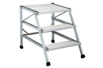Tubesca-Comabi - Marchepied Fixe Aluminium 3 Marches - Plateforme Large 600x600mm - Charge 150kg - Gris