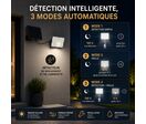 Pack de 4 - Projecteur Led Solaire Extérieur 9W IP65 Détecteur de Lumière et de Mouvement