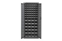 Armoire porte-bacs moyenne avec portes et 66 bacs coloris gris