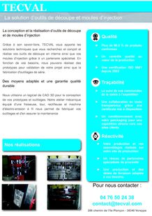 Découvrez le savoir-faire outillage et moule d'injection de TECVAL