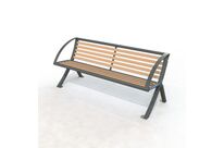 Banc public + accoudoirs en stratifié Teck et pied acier - Bordeaux