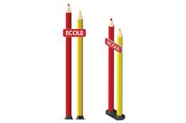 Totem école 2 crayons avec panneau école