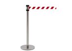 Poteau chromé de guidage à enrouleur 2 mètres sangle rouge et blanche