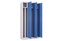 Manutan Expert - Vestiaire Industrie Salissante 3 Colonnes Acier Bleu/Gris Clair - À Monter - 3 Portes Clés - 1850x900x450mm