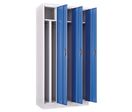 Manutan Expert - Vestiaire Industrie Salissante 3 Colonnes Acier Bleu/Gris Clair - À Monter - 3 Portes Clés - 1850x900x450mm