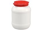 Curtec - Baril 26L Grande Ouverture Homologué UN - Usage Alimentaire - Polyéthylène Haute Densité - Blanc Rouge