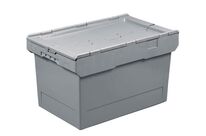 Caisse plastique Delta grise 58 litres avec couvercle