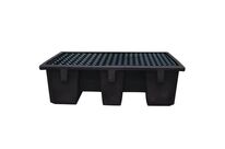 Manutan Expert - Bac de rétention plastique 240L PE recyclé - Caillebotis Polyéthylène - Résistant acides bases - 600 kg charge max