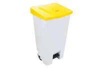 Manutan Expert - Poubelle Mobile à Pédale 120L Blanc/Jaune - Agroalimentaire, Collectivité, HACCP, Garantie 10 ans