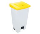 Manutan Expert - Poubelle Mobile à Pédale 120L Blanc/Jaune - Agroalimentaire, Collectivité, HACCP, Garantie 10 ans