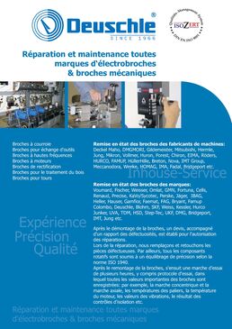 Réparation de broches et électrobroches de machines d'usinage