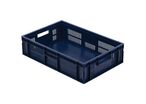 Manutan Expert - Bac gerbable norme Europe 28L bleu - 600x400x150mm - Parois ajourées, fond plein, alimentaire, froid