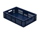 Manutan Expert - Bac gerbable norme Europe 28L bleu - 600x400x150mm - Parois ajourées, fond plein, alimentaire, froid