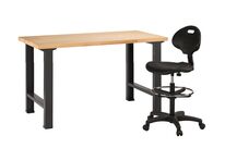 Établi plateau bois L.1500mm et pieds en métal + siège polyuréthane