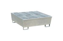 Manutan Expert - Bac de rétention conique 4 fûts galvanisé - 440 L - Acier résistant - Idéal pour hydrocarbures et solutions aqueuses