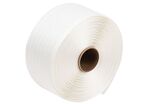 Manutan Expert - Feuillard Textile Polyester Blanc 16mm x 600m - Résistance 620kg - Lot de 2 Bobines - Cerclage Palettes
