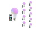 Pack de  10 - Ampoule LED E27 A60 8.5W RGBW avec Télécommande