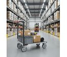 Chariots dossier fixe, plateau bois médium + tapis caoutchouc 600 kg