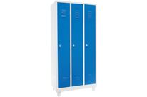 Manutan Expert - Vestiaire Industrie Propre 3 Cases/Pieds Bleu - Acier Époxy - 1900x885x500mm - Verrouillage Cadenas